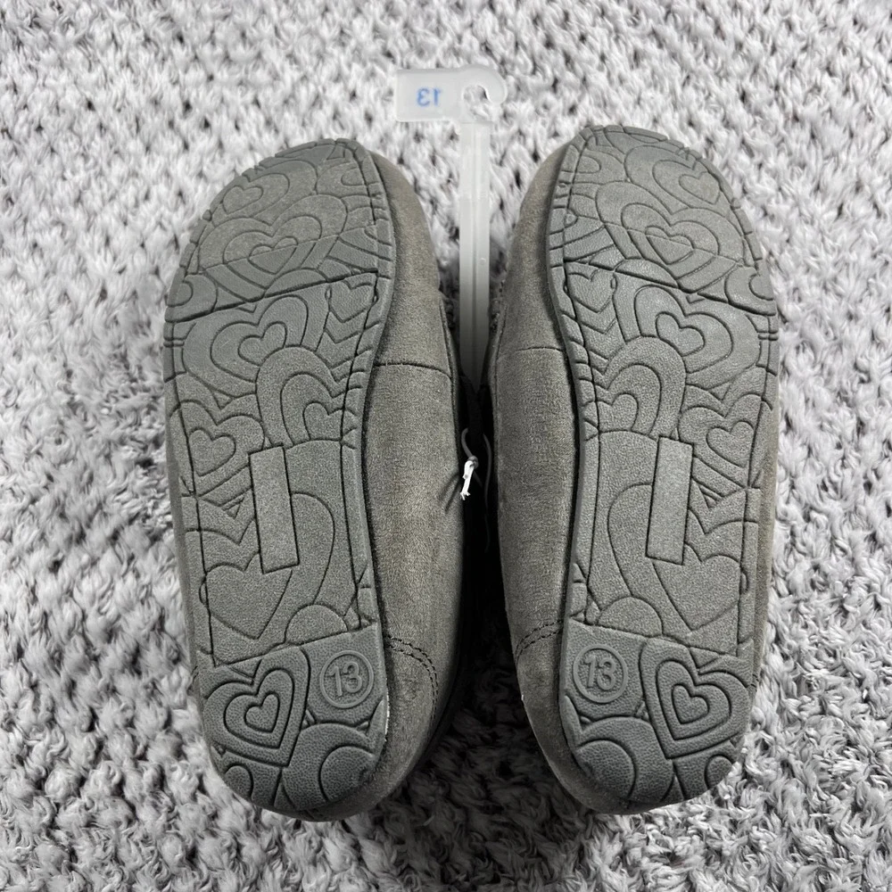 Cat Jack Toddler‎ Girls Gray Bow Moccasin Slippers Size 13 Plush Lined NWT